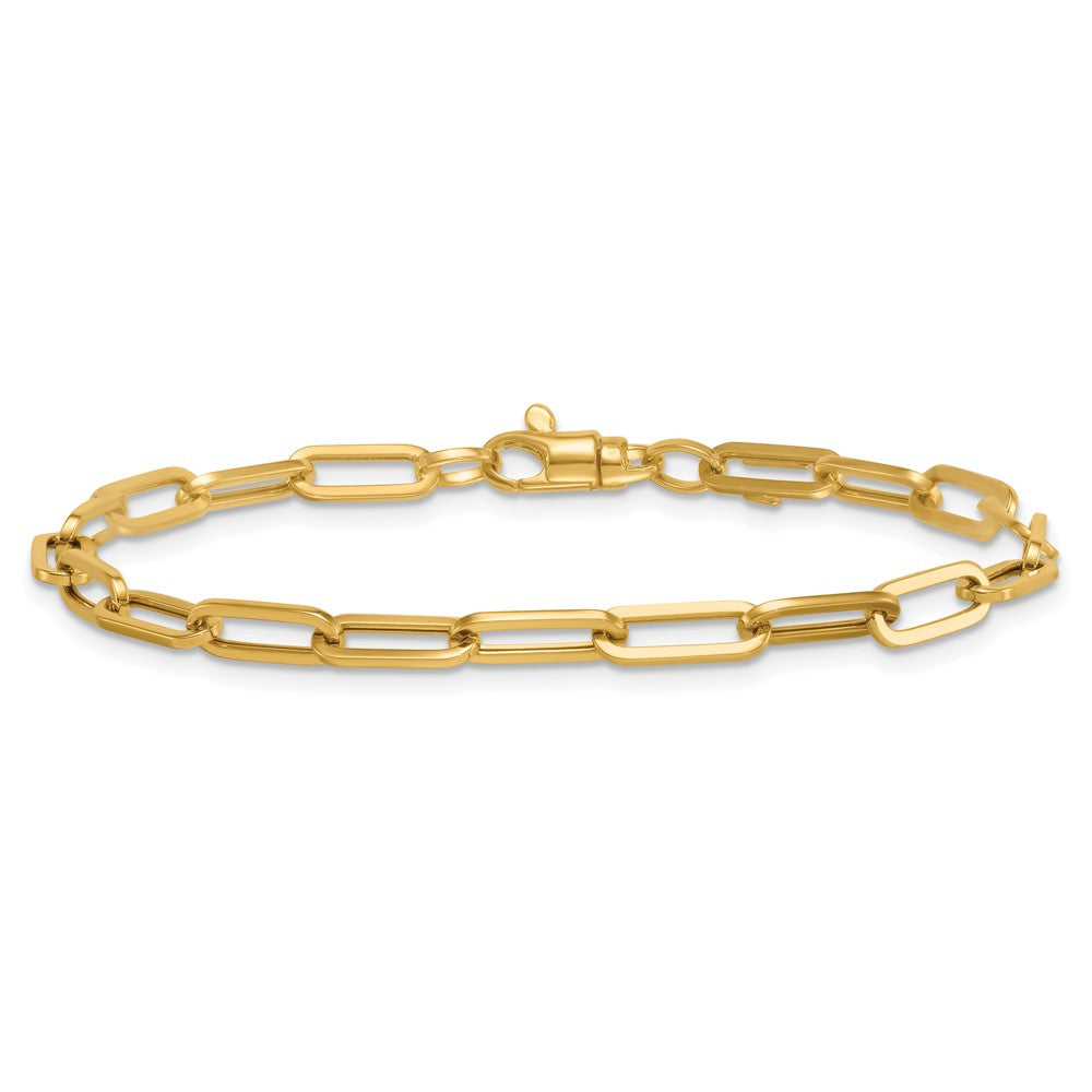 14K Yellow Gold Polished 4mm Paperclip Link 7.5 Inch Bracelet