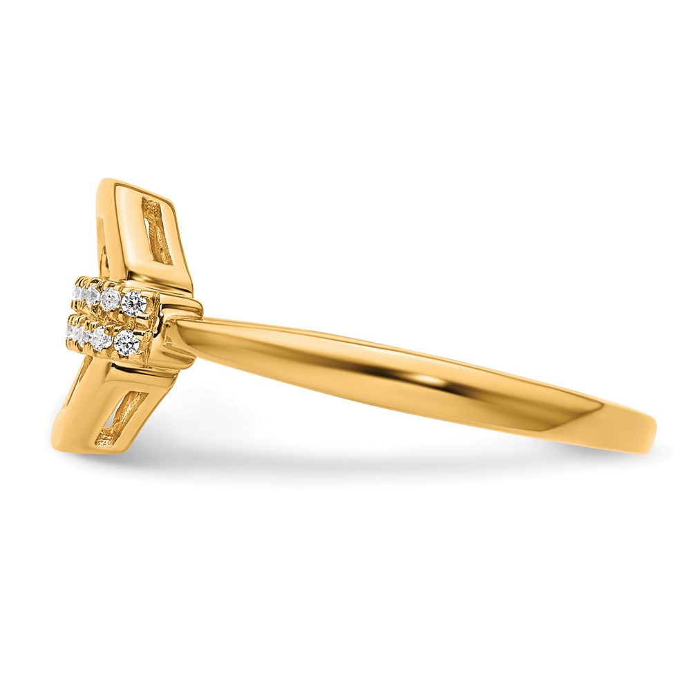 14K Yellow Gold Polished Diamond Octogon Fashion Ring