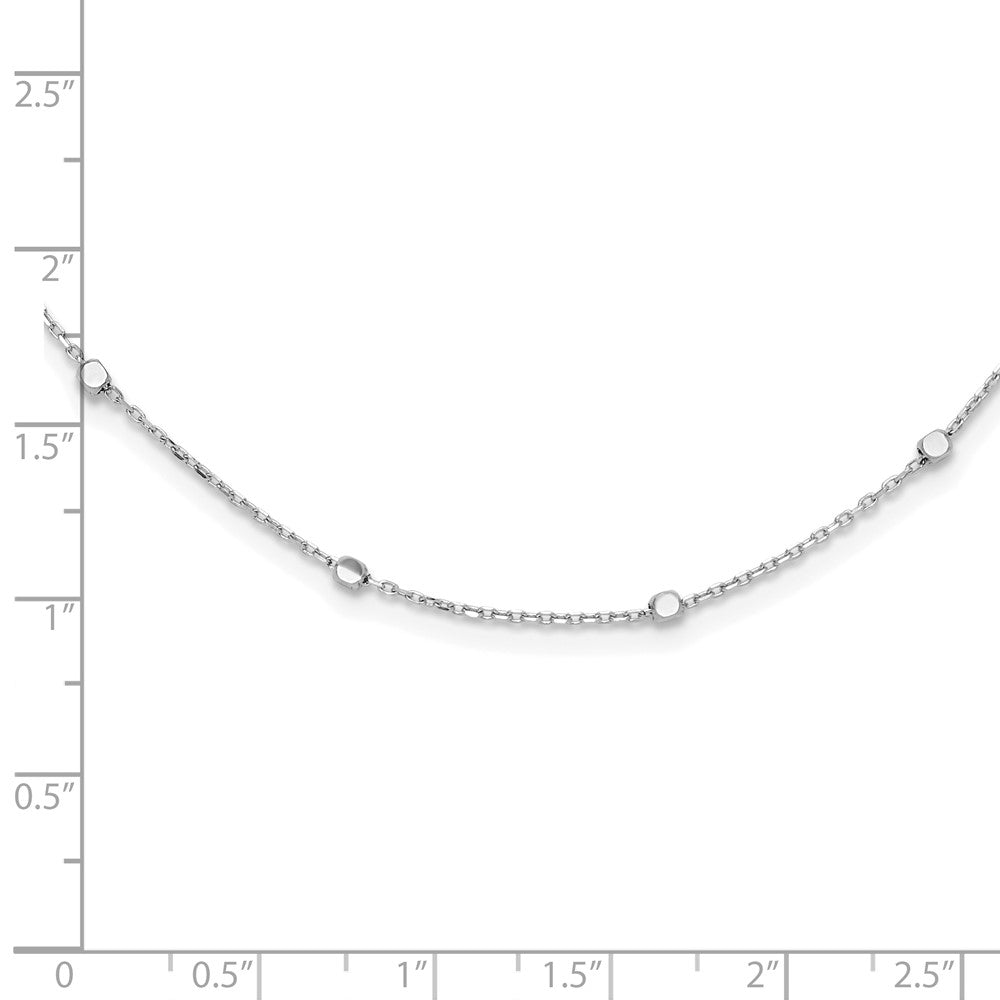 14K White Gold Polished Cube Stations 16 Inch Necklace Plus 2 Inch Extender