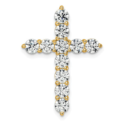 14K Yellow Gold 3 carat Lab Grown Diamond VS+ F+ Complete Cross Chain Slide Pendant