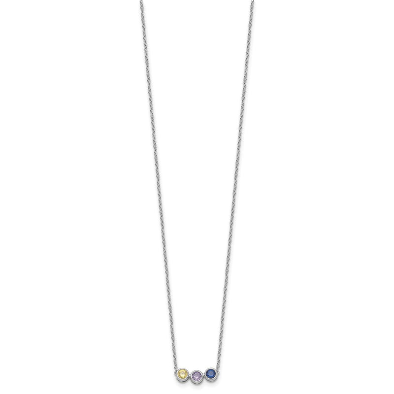 14k White Gold 3 Synthetic Birthstone Complete Family Necklace