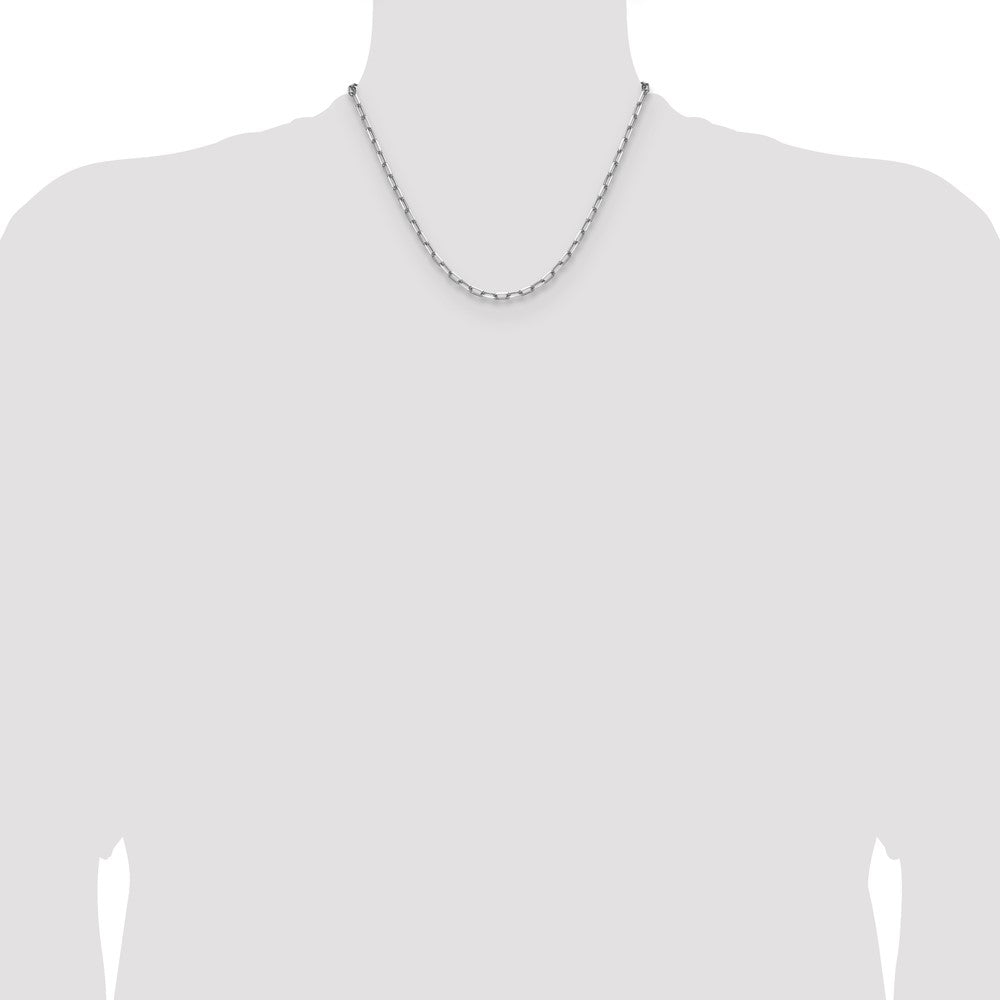14K White Gold 3.5mm Solid Beveled Paperclip Chain Necklace