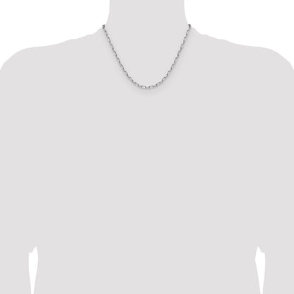 14K White Gold 3.5mm Solid Beveled Paperclip Chain Necklace