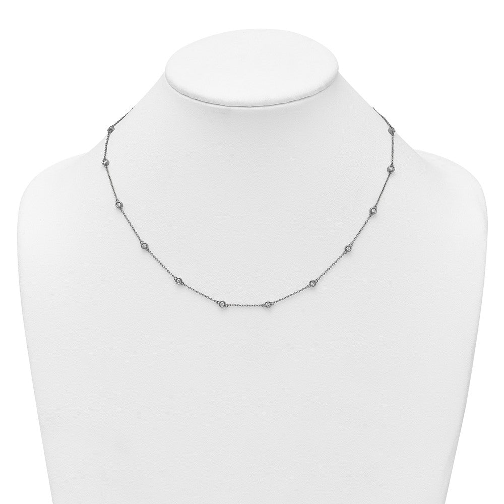 14K White Gold Complete 5/8 carat Bezel-set Diamond and Cable Chain 18-Station 18 Inch Necklace