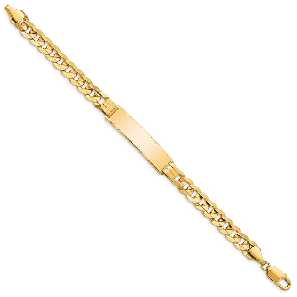 14K Yellow Gold Polished Solid Chain/Solid Plate Curb Link 37x8.5mm Plate 8 Inch ID Bracelet
