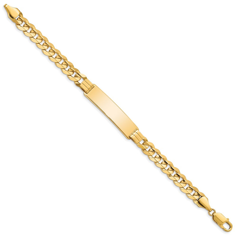 14K Yellow Gold Polished Solid Chain/Solid Plate Curb Link 37x8.5mm Plate 8 Inch ID Bracelet