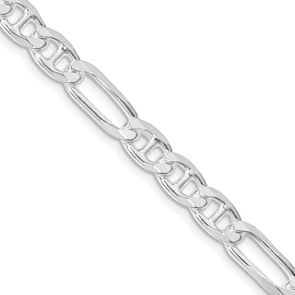Sterling Silver Rhodium-plated 6.5mm Figaro Anchor 24 Inch Chain