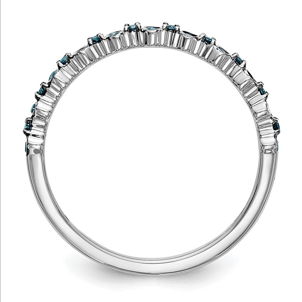 14K White Gold 1/10 carat Blue Diamond Complete Wedding Band Ring