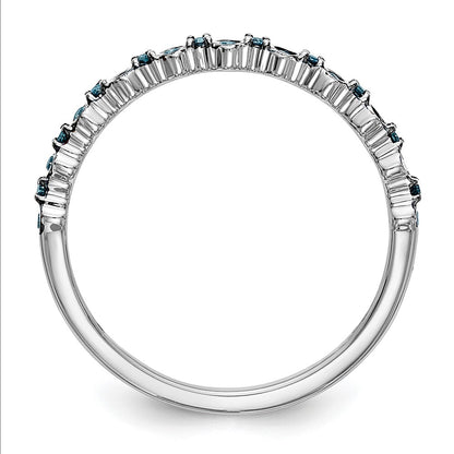 14K White Gold 1/10 carat Blue Diamond Complete Wedding Band Ring