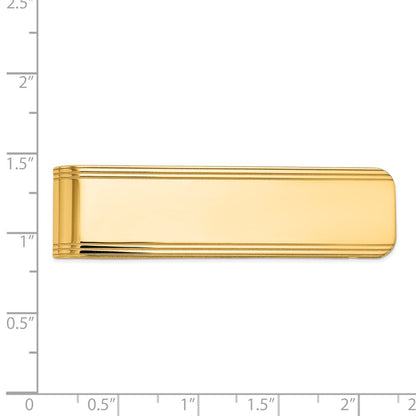 14K Yellow Gold Men's Grooved Polished Money Clip