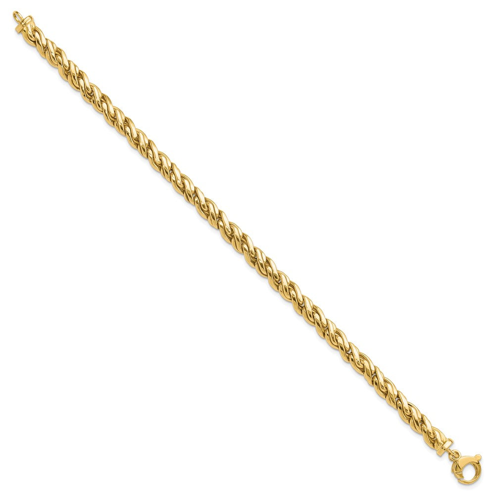14K Yellow Gold Polished 6.00mm Fancy Twist 8 Inch Bracelet