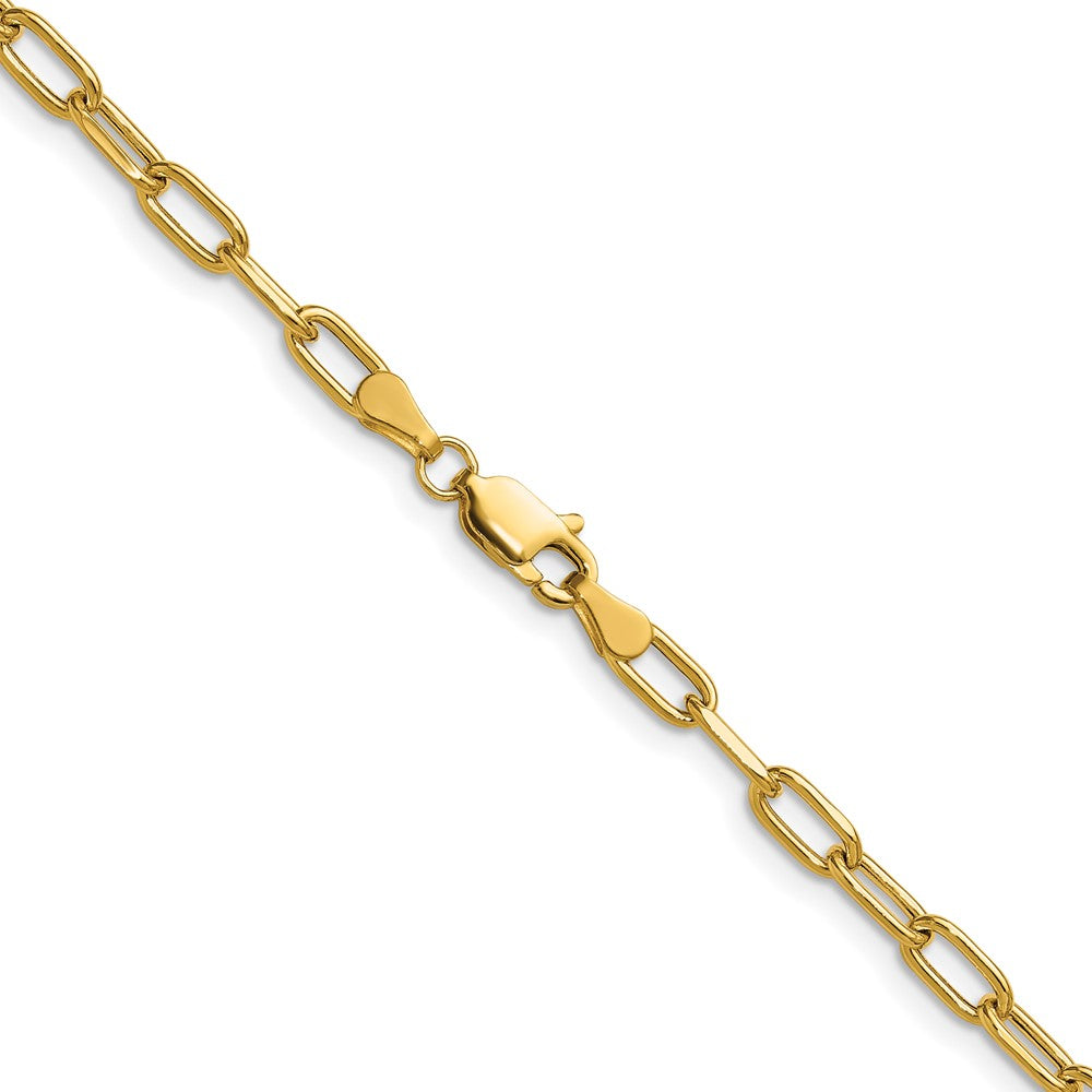 14K Yellow Gold 3.7mm Semi-Solid Beveled Paperclip Chain Necklace