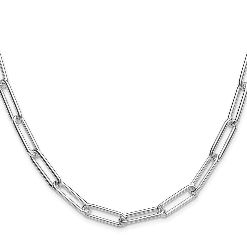 Sterling Silver Rhodium-plated Polished 6.5mm Paperclip 24 Inch Chain