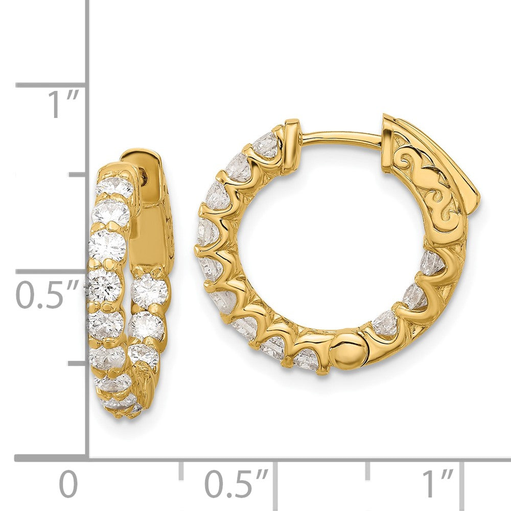 14K Yellow Gold 1.41 carat Diamond In/Out Hoop w/Safety Clasp Earrings