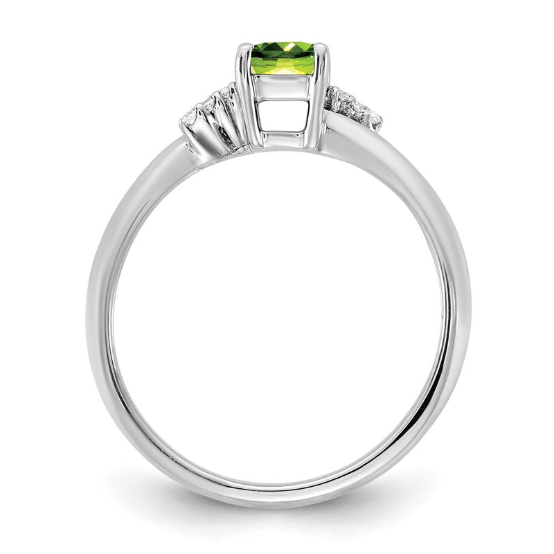 14K White Gold Polished Diamond and Peridot Fashion Ring