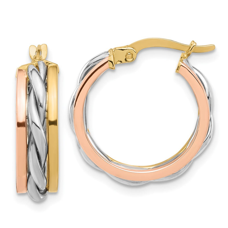 14K Tri-Color Gold Tri-color Polished Hoop Earrings