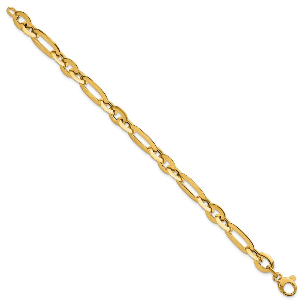 14K Yellow Gold Polished 7.75mm Long Knife Edge Link 7.5 Inch Bracelet