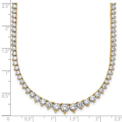 14K Yellow Gold 10 7/8 carat Certified Lab Grown Diamond VS+ F+ Complete Round 18 Inch Graduated Tennis Necklace