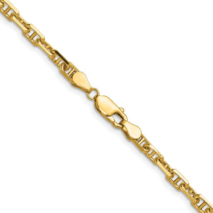 14K Yellow Gold 4.1mm D/C Mariner Anchor 20 Inch Chain