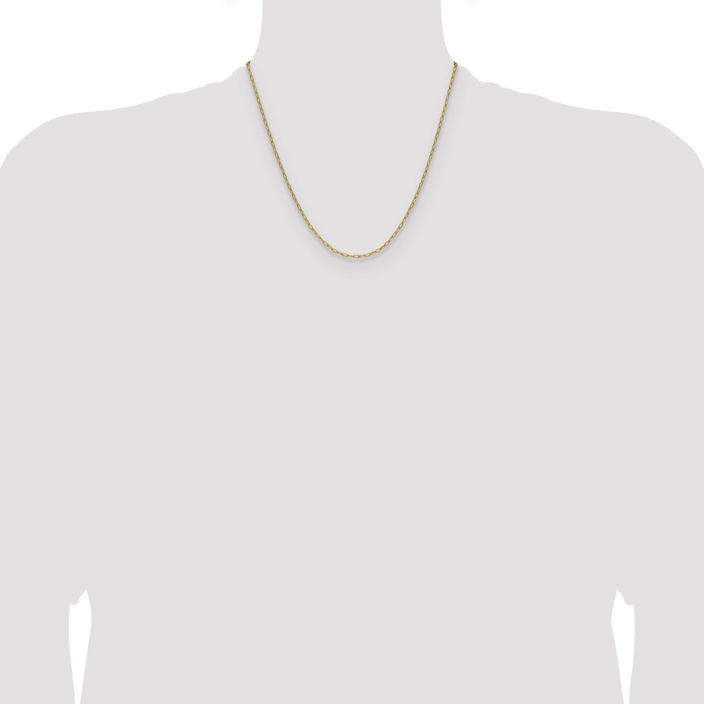 14K Yellow Gold 2.2mm Semi-Solid Beveled Paperclip 20 Inch Chain