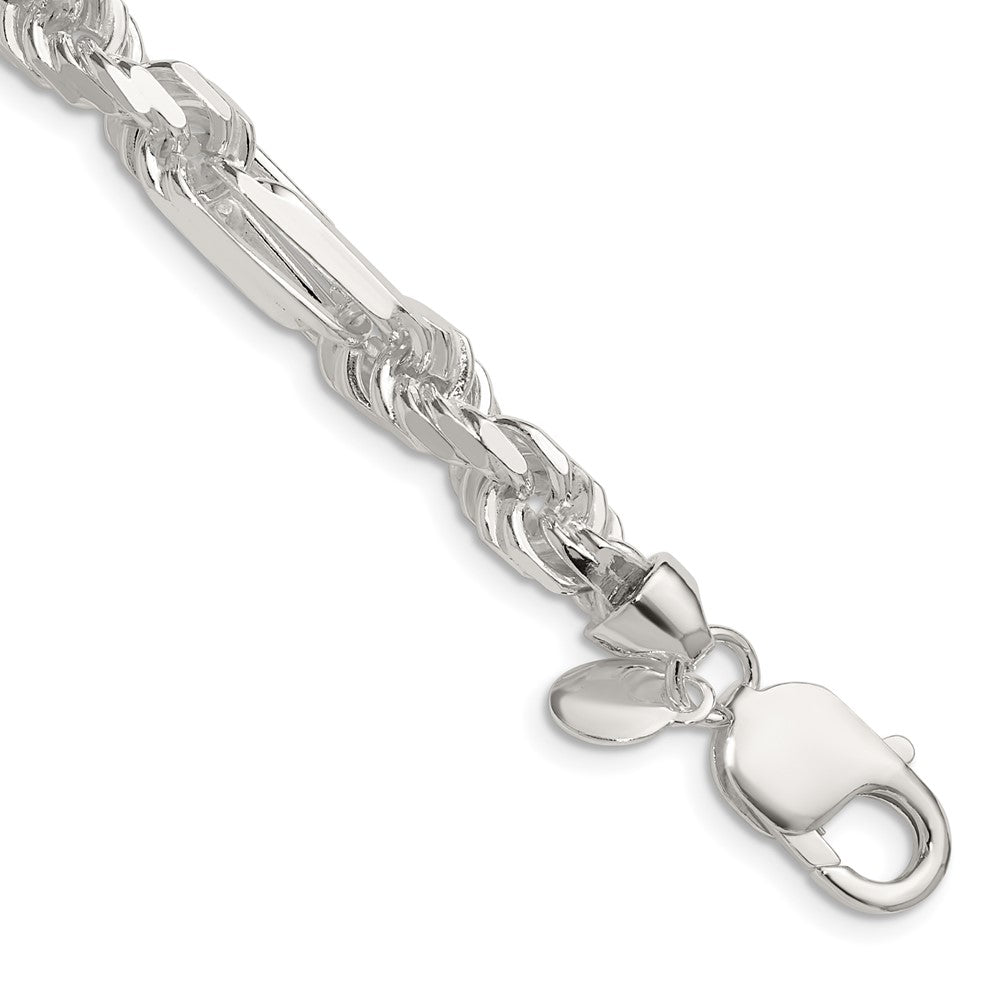 Sterling Silver 7mm D/C Figarope 26 Inch Chain