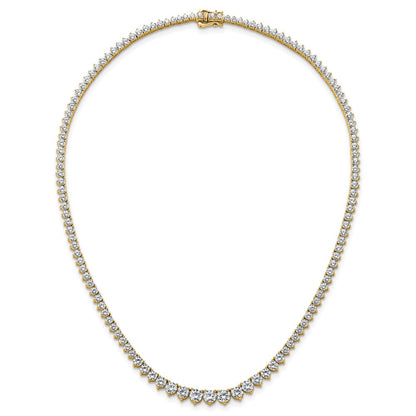 14K Yellow Gold 15 1/10 carat Lab Grown Diamond VS+ F+ Complete Round 16 Inch Graduated Tennis Necklace