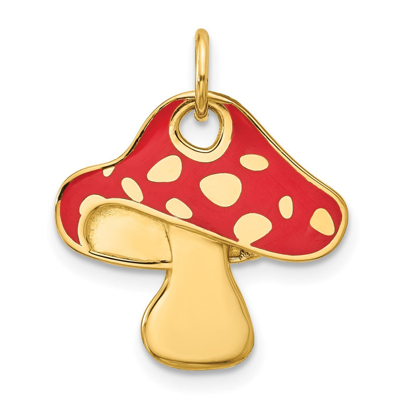 14K Yellow Gold Enameled Flat Toadstool Charm