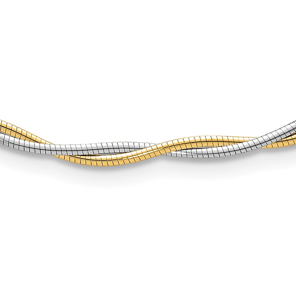 14K Two-Tone Gold Two-tone Polished Twisted Round Omega 17 Inch Necklace