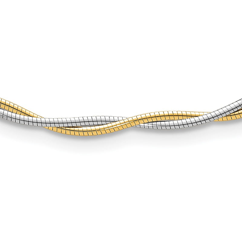 14K Two-Tone Gold Two-tone Polished Twisted Round Omega 17 Inch Necklace