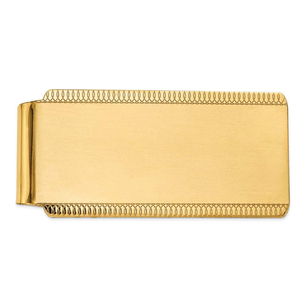14K Yellow Gold Men's Engraveable Sandblast Edge Money Clip