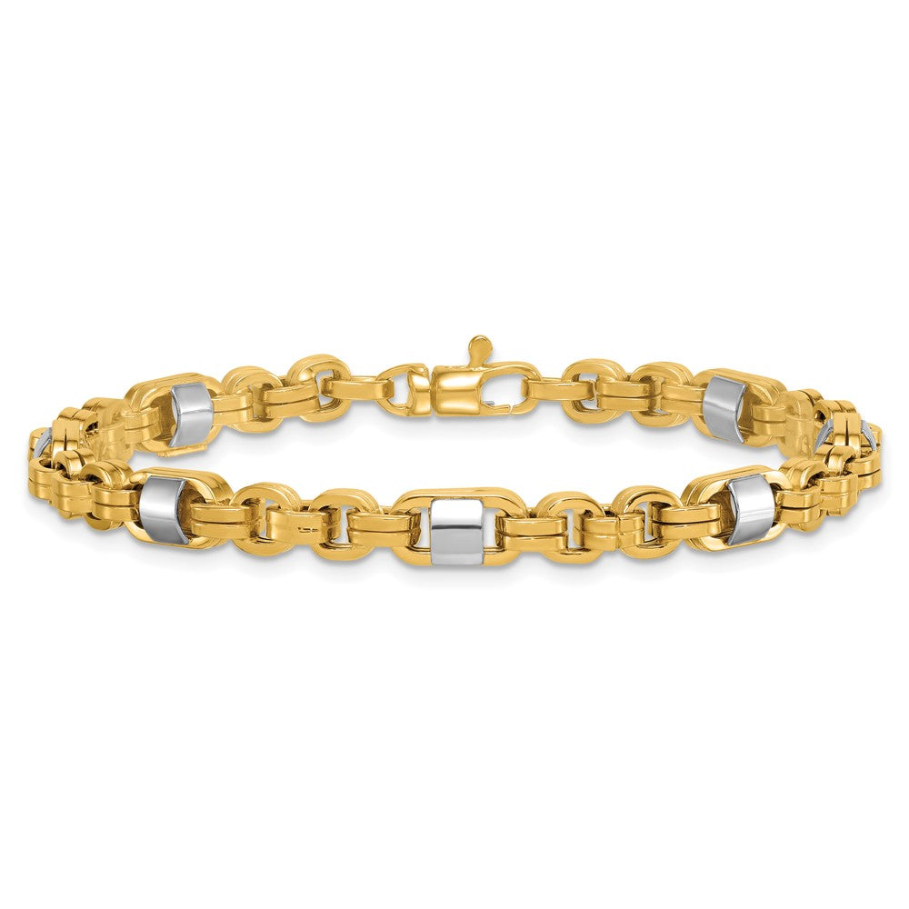 14K Two-Tone Gold Two-tone Polished 5mm Fancy Link 7.5 Inch Bracelet
