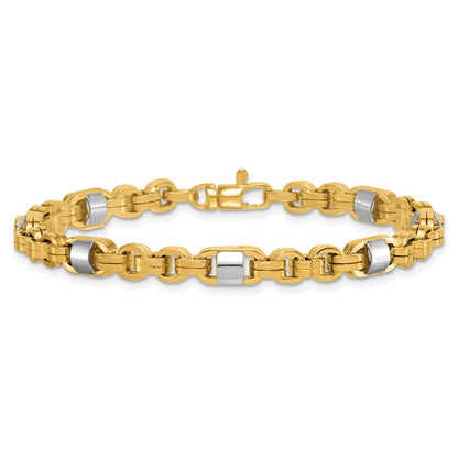 14K Two-Tone Gold Two-tone Polished 5mm Fancy Link 7.5 Inch Bracelet