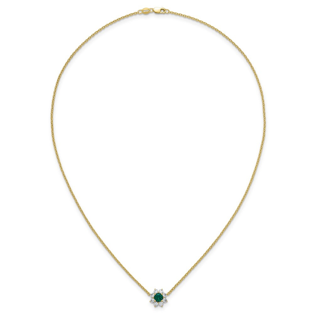 14K Yellow gold VS/SI G+ Lab Grown Diamond and AAA quality Genuine Emerald