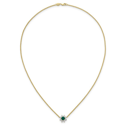 14K Yellow gold VS/SI G+ Lab Grown Diamond and AAA quality Genuine Emerald