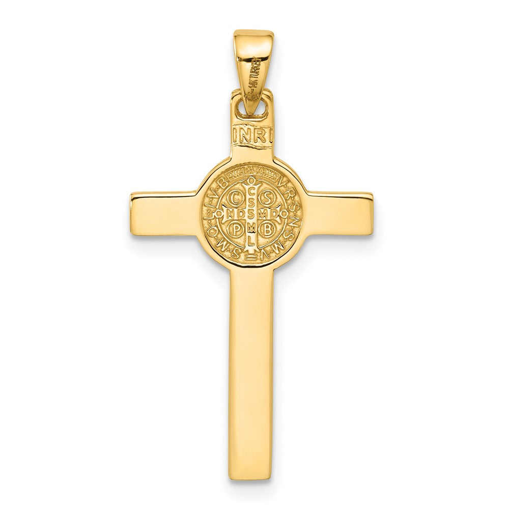 14K Two-Tone Gold Two-tone with Rhodium Crucifix and St Benedict Pendant