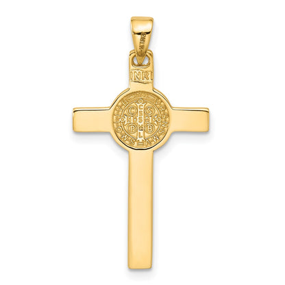 14K Two-Tone Gold Two-tone with Rhodium Crucifix and St Benedict Pendant