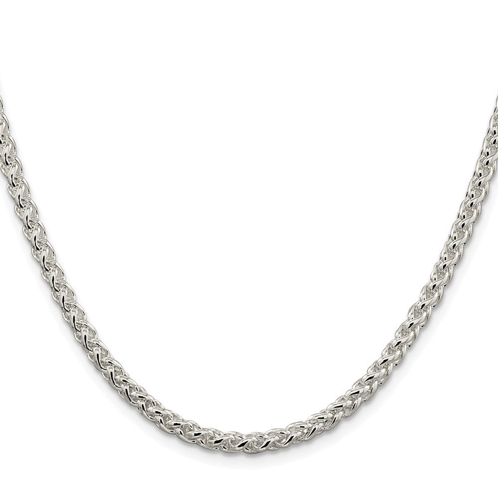 Sterling Silver Rhodium-plated 4mm Round Spiga 30 Inch Chain
