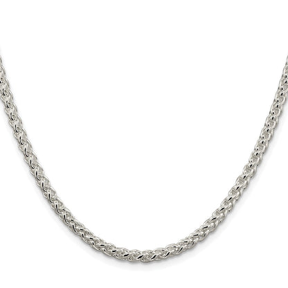 Sterling Silver Rhodium-plated 4mm Round Spiga 30 Inch Chain