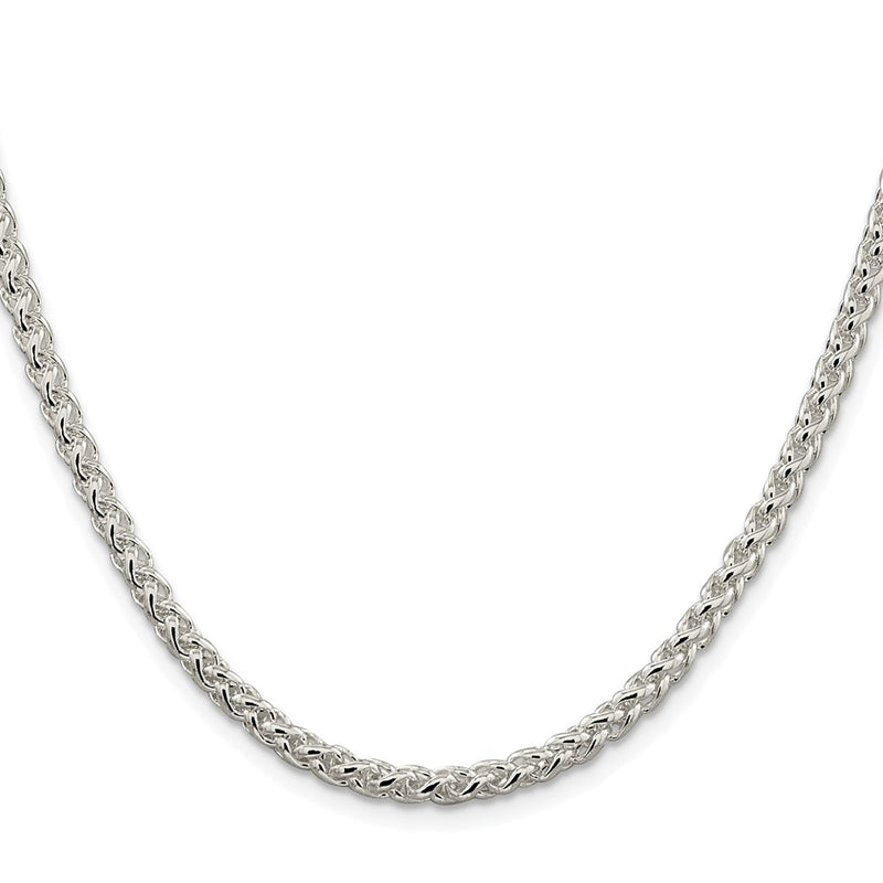 Sterling Silver Rhodium-plated 4mm Round Spiga 30 Inch Chain