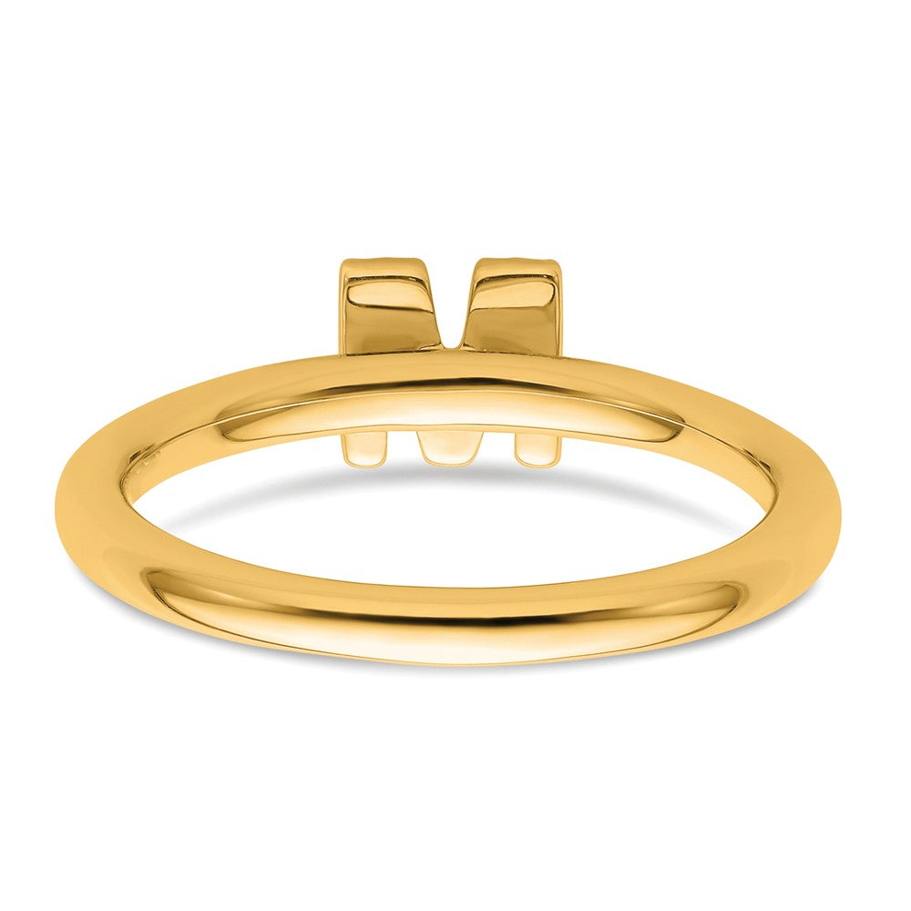 14K Yellow Gold Stackable Diamond Initial M Size 7 Ring