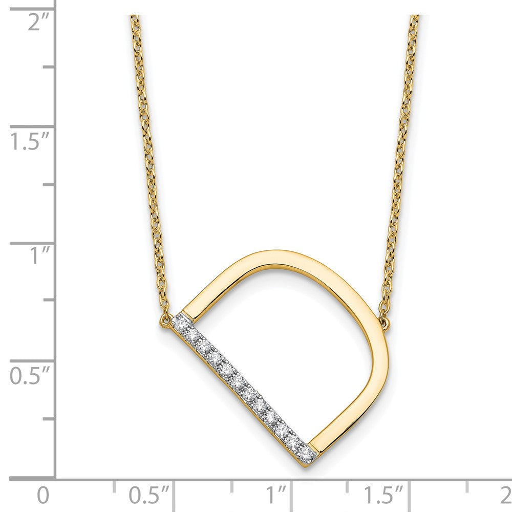 14K Yellow Gold Sideways Diamond Initial D 18 Inch Necklace