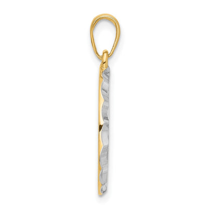 14K Yellow Gold and Rhodium Diamond-cut It's A Boy Pendant