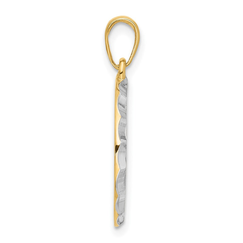 14K Yellow Gold and Rhodium Diamond-cut It's A Boy Pendant