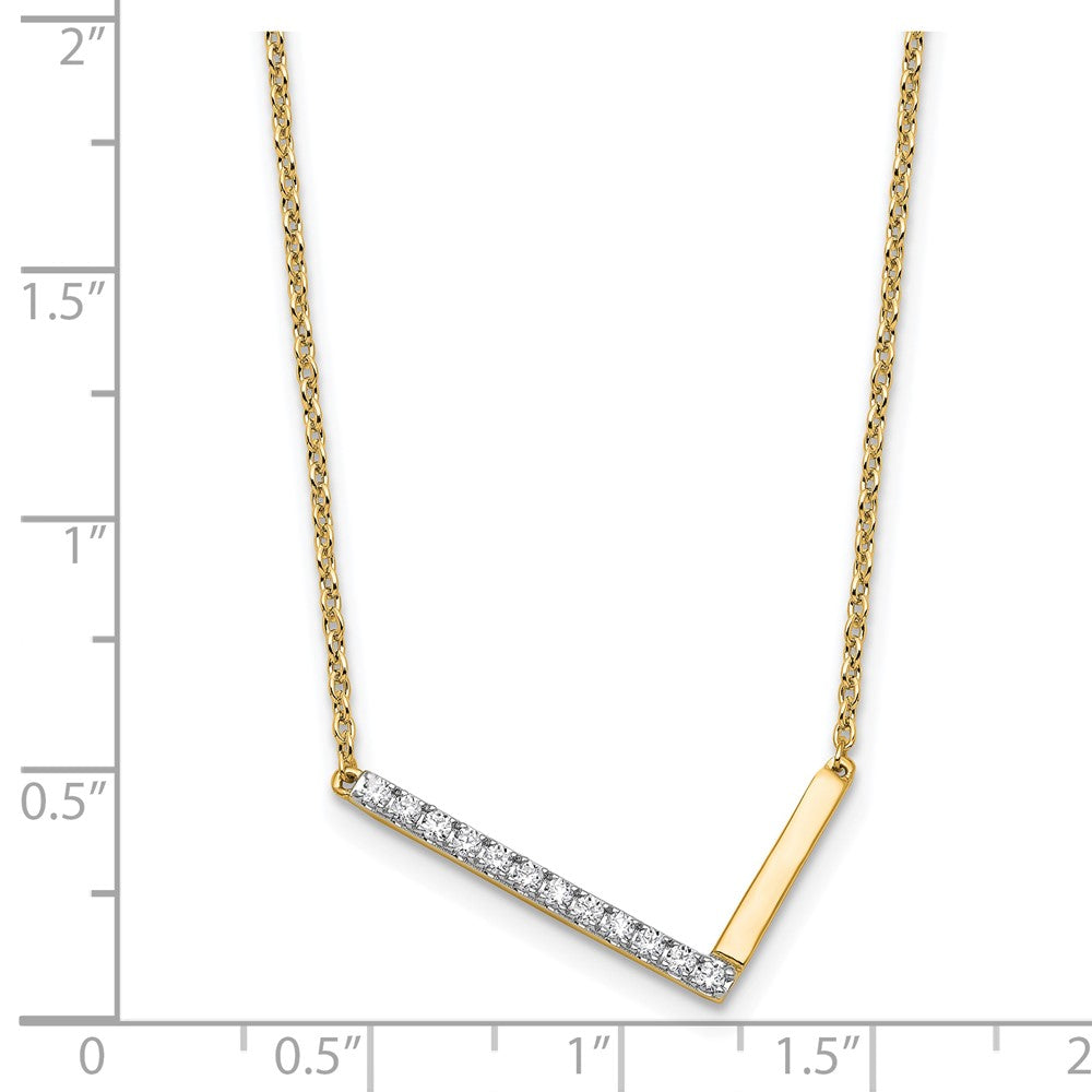 14K Yellow Gold Sideways Diamond Initial L 18 Inch Necklace