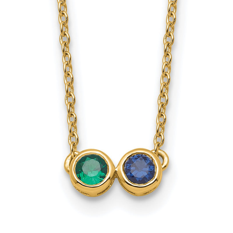 14K Yellow Gold 2 Synthetic Birthstone Complete Family Necklace