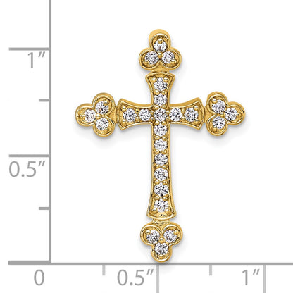 14K Yellow Gold 1/2 carat Diamond Budded Cross Chain Slide