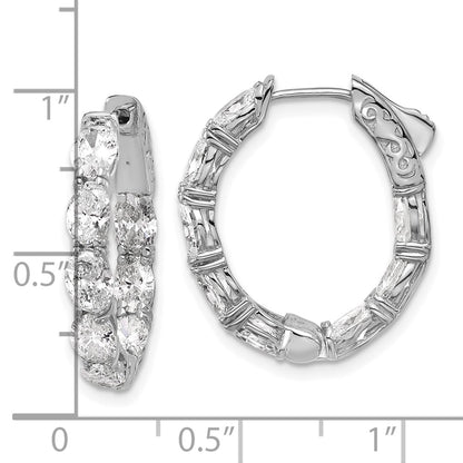 14K White Gold Certified 5x3 Oval Lab Grown VS DEF Diamond Inside/Outside Hoop Earrin