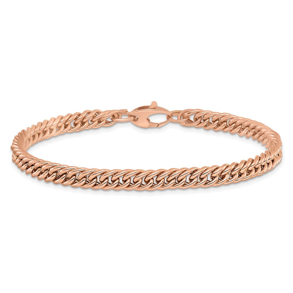 14K Rose Gold Polished Curb Link 7.75 Inch Bracelet