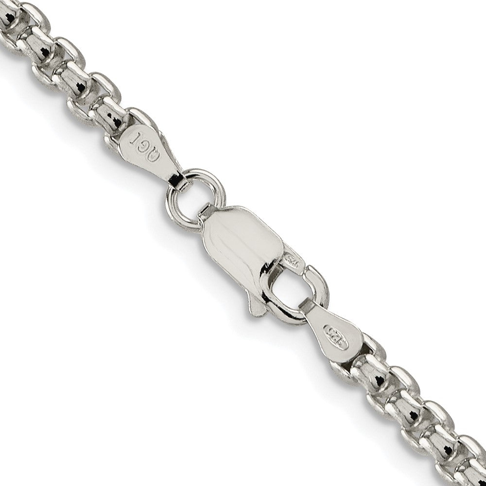 Sterling Silver Rhodium-plated 3.6mm Round Box 30 Inch Chain