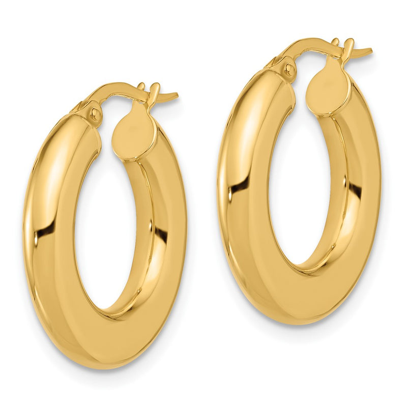 14K Yellow Gold 3x23mm Polished Tube Hoop Earrings